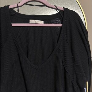 We The Free Black Textured V-Neck long sleeve